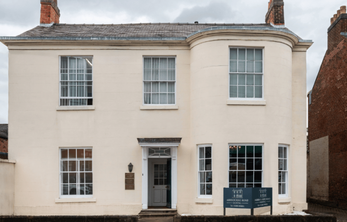 Exterior of Ashbourne Road Dental practice on a grey day.